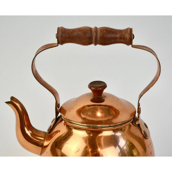 ODI Portugal Copper Teapot Wooden Handle Vintage - Picture 6 of 12